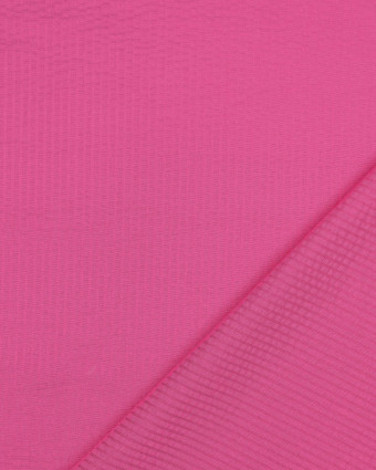 Tissu Seersucker Uni Rayures  Rose Fuchsia - Mercerine