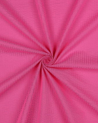 Tissu Seersucker Uni Rayures Rose Fuchsia - Mercerine