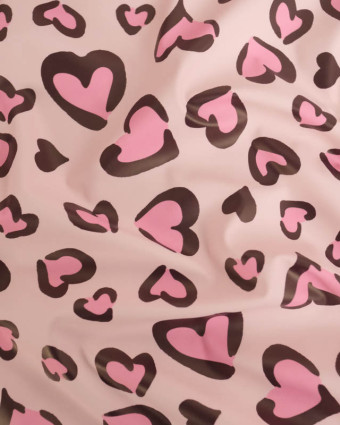 Tissu Imperméable Rose Motif Cœur Rose - Mercerine