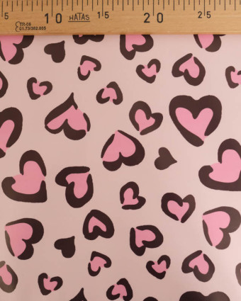 Tissu Imperméable Rose Motif Cœur Rose - Mercerine