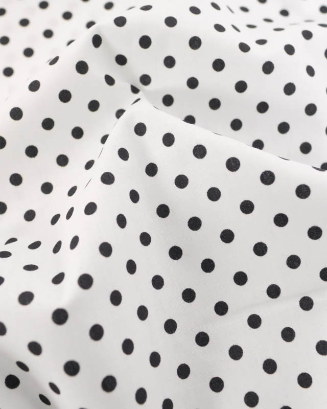 Popeline de Coton à Pois sur Fond Blanc - Mercerine