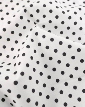Popeline de Coton à Pois sur Fond Blanc - Mercerine