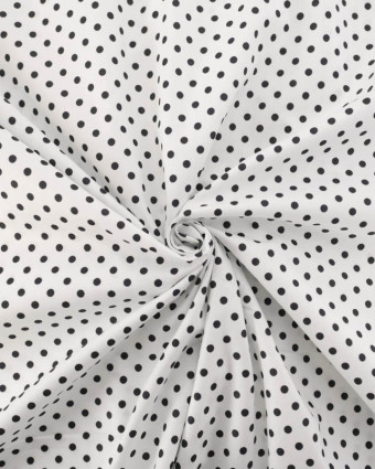 Popeline de Coton à Pois sur Fond Blanc - Mercerine