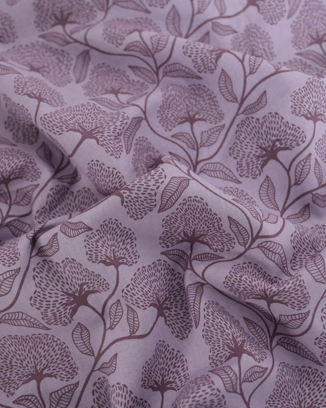 Popeline de Coton Myrtille Motif Floral - Mercerine