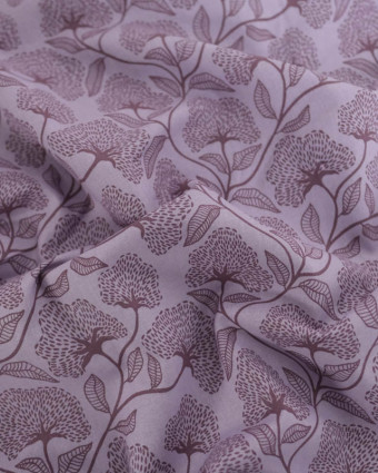 Popeline de Coton Myrtille Motif Floral - Mercerine