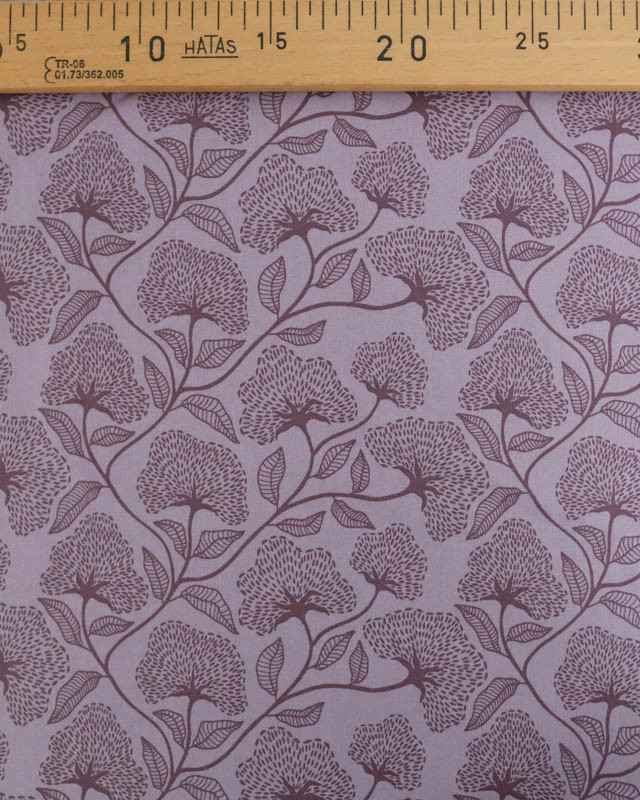 Popeline de Coton Myrtille Motif Floral - Mercerine