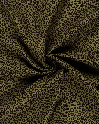 Tissu Short de Bain Déperlant Kaki Petit Motif Léopard - Mercerine