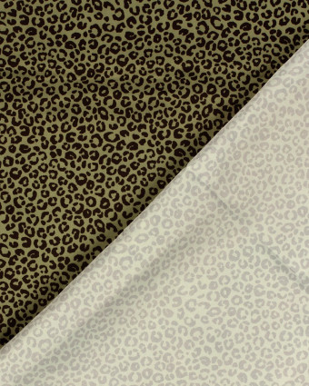 Tissu Short de Bain Déperlant Kaki Petit Motif Léopard - Mercerine