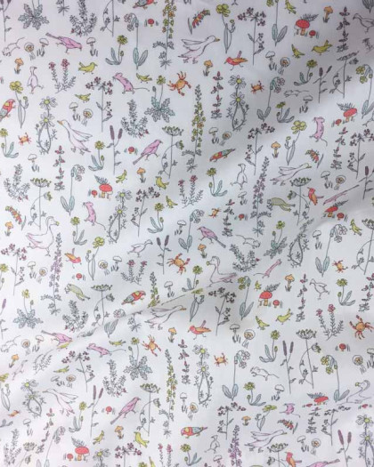 Tissu Liberty Fabrics Theo Blanc et rose A-CC