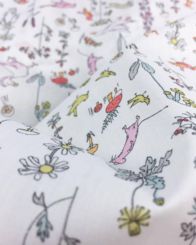 Tissu Liberty Fabrics Theo Blanc et rose A-CC