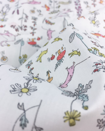 Tissu Liberty Fabrics Theo Blanc et rose A-CC