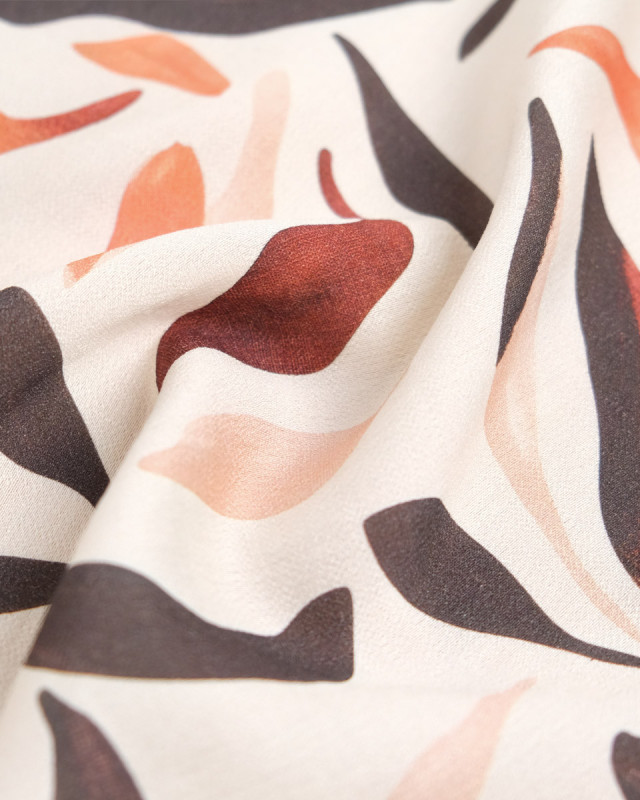 Viscose Mélangée Imprimé Elena Corail Terracotta - Mercerine