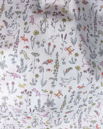 Tissu Liberty Fabrics Theo Blanc et rose A-CC
