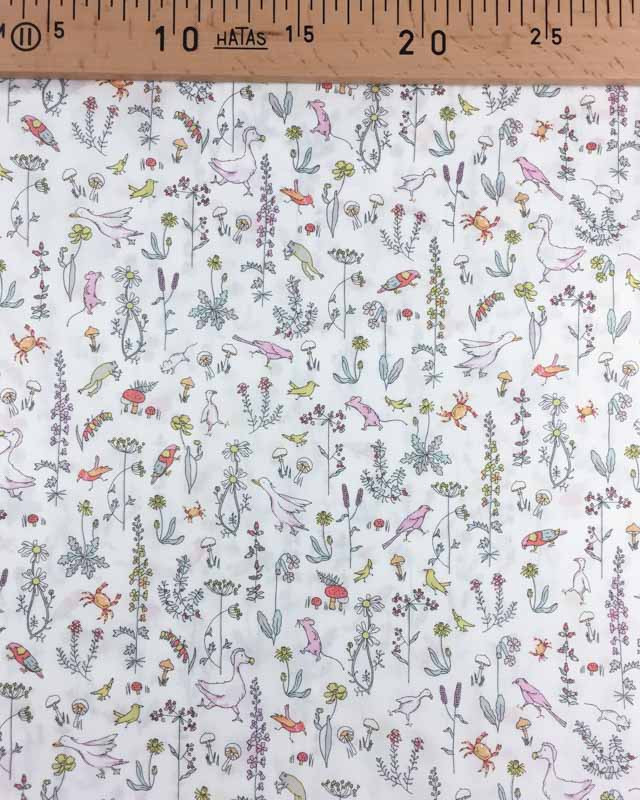 Tissu Liberty Fabrics Theo Blanc et rose A-CC