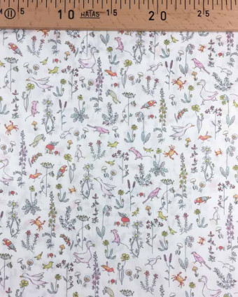 Tissu Liberty Fabrics Theo Blanc et rose A-CC