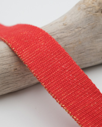 Sangle rouge pailletée or 30mm Salome - Mercerine