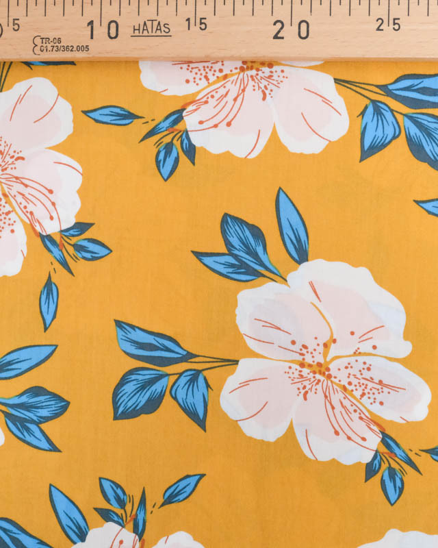 Viscose Moutarde Hibiscus Flower - Mercerine