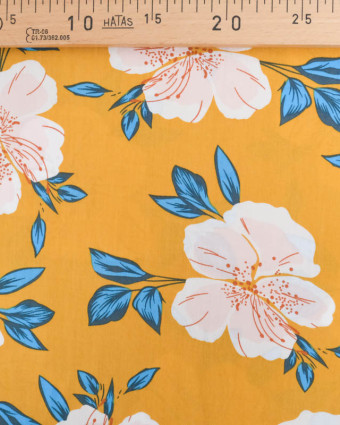 Viscose Moutarde Hibiscus Flower - Mercerine