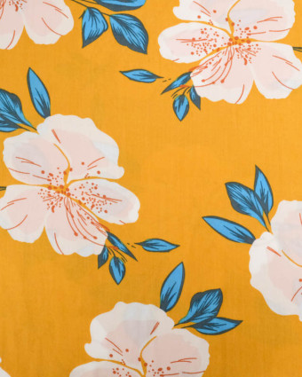 Viscose Moutarde Hibiscus Flower - Mercerine