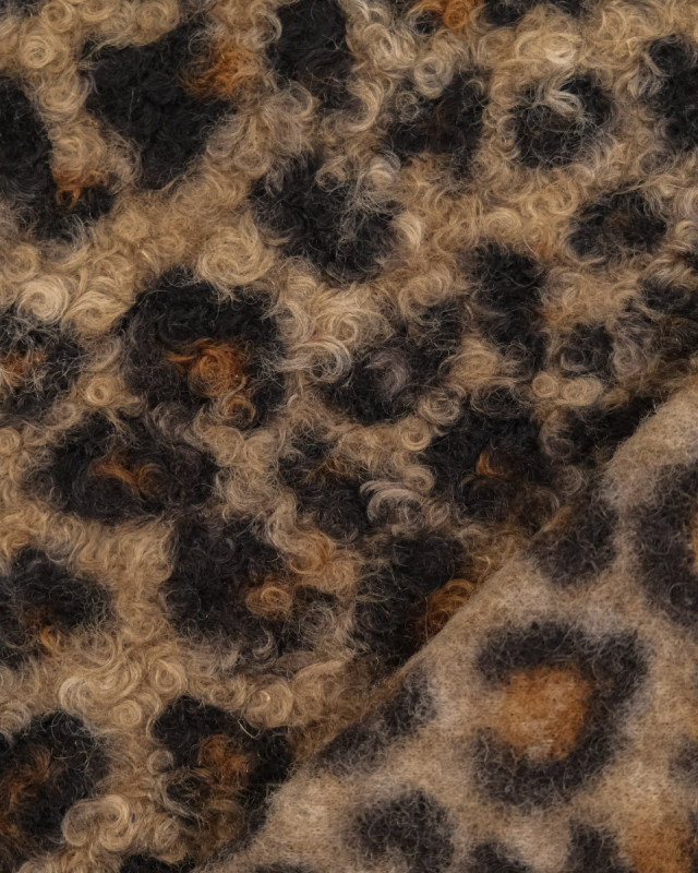 Tissu Bouclettes Léopard Naturel - Mercerine