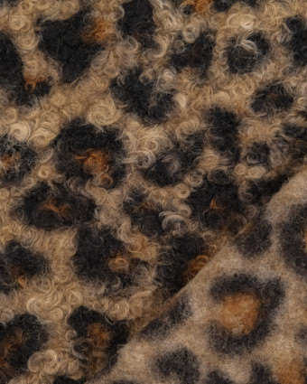 Tissu Bouclettes Léopard Naturel - Mercerine