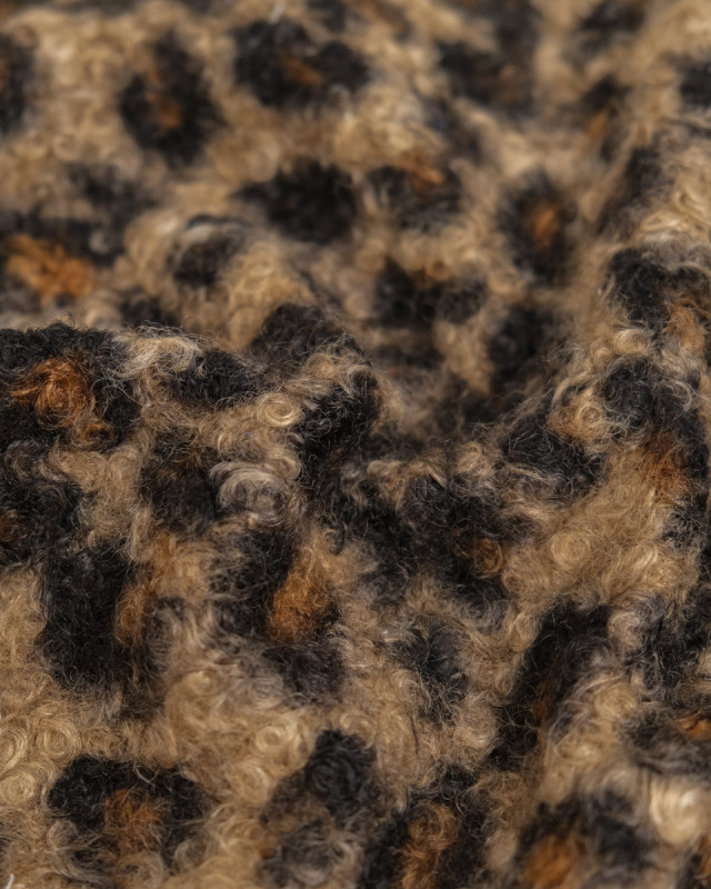 Tissu Bouclettes Léopard Naturel - Mercerine