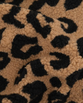 Tissu Sherpa Maxi Léopard Noir et Caramel