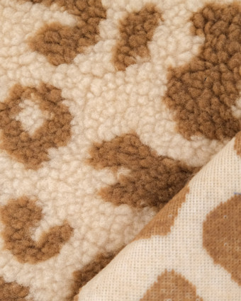 Tissu Sherpa Maxi Léopard Caramel et Beige - Mercerine