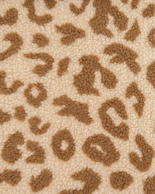 Tissu Sherpa Maxi Léopard Caramel et Beige - Mercerine