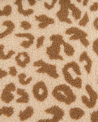 Tissu Sherpa Maxi Léopard Caramel et Beige - Mercerine