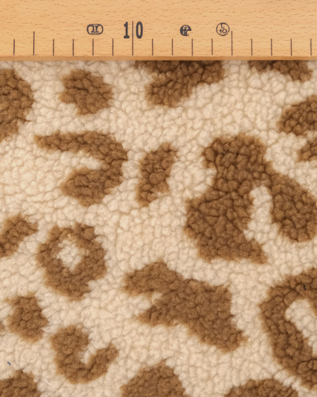 Tissu Sherpa Maxi Léopard Caramel et Beige - Mercerine