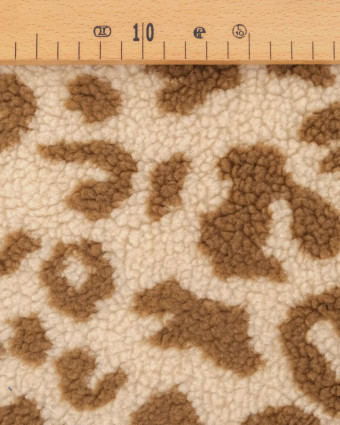 Tissu Sherpa Maxi Léopard Caramel et Beige - Mercerine