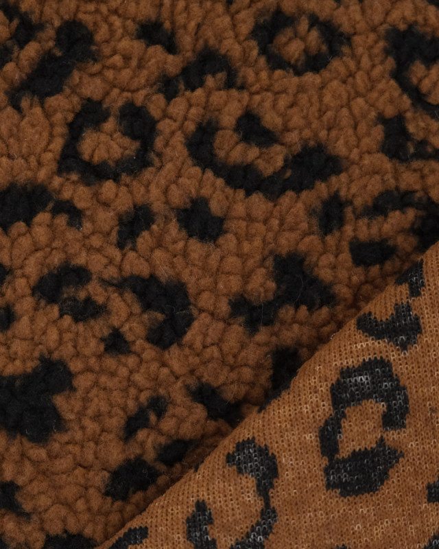 Tissu Sherpa Mini Léopard Marron - Mercerine