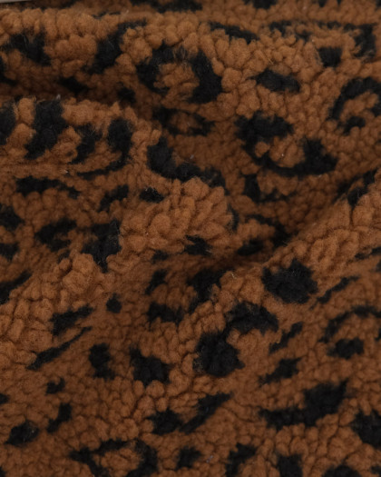 Tissu Sherpa Mini Léopard Marron - Mercerine