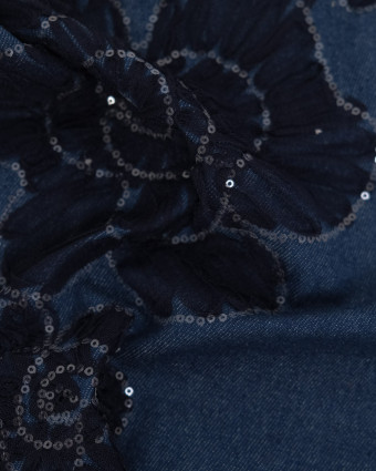 Jean Broderie Tulle et Sequins Sam Indigo - Mercerine