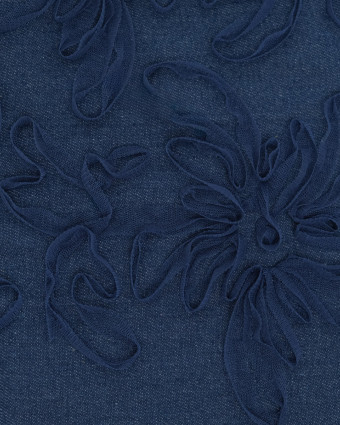 Jean Broderie Tulle Flora Bleu Moyen - Mercerine
