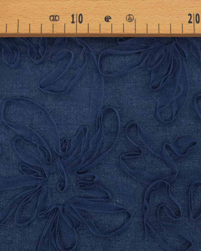 Jean Broderie Tulle Flora Bleu Moyen - Mercerine
