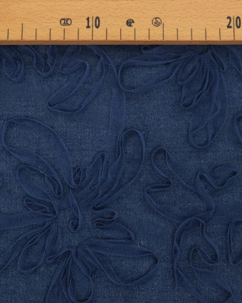 Jean Broderie Tulle Flora Bleu Moyen - Mercerine