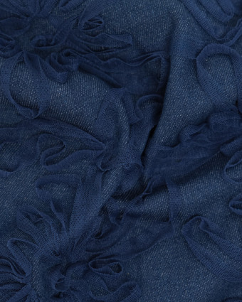 Jean Broderie Tulle Flora Bleu Moyen - Mercerine