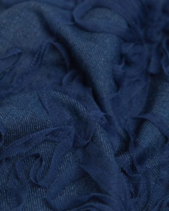 Jean Broderie Tulle Flora Bleu Moyen - Mercerine