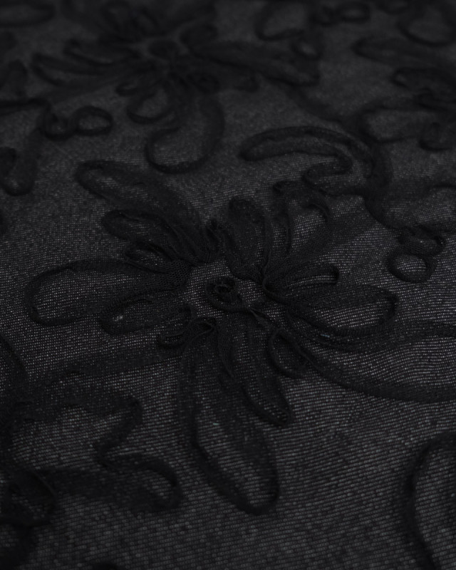 Jean Broderie Tulle Flora Noir - Mercerine