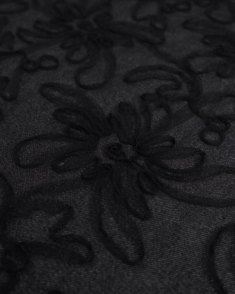 Jean Broderie Tulle Flora Noir - Mercerine