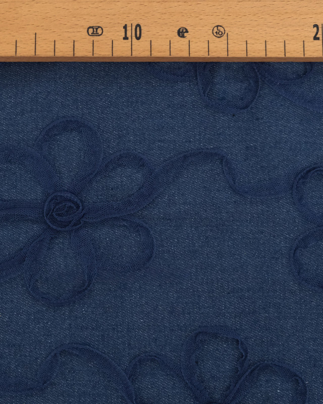Jean Broderie Tulle Suzon Bleu Moyen - Mercerine
