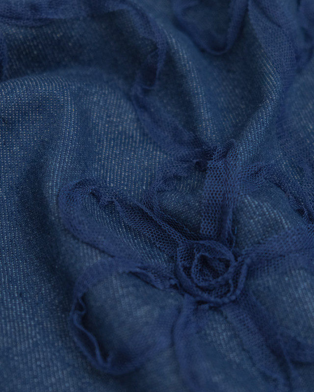 Jean Broderie Tulle Suzon Bleu Moyen - Mercerine
