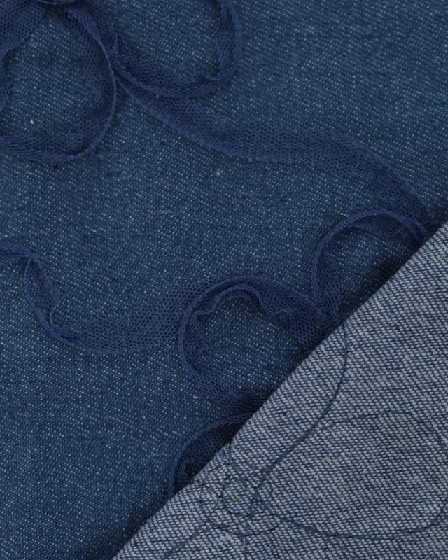 Jean Broderie Tulle Suzon Bleu Moyen - Mercerine