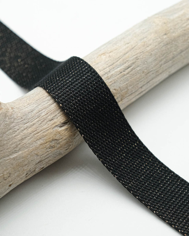 Sangle Effet Coton Lurex Or : 30 mm - Mercerine