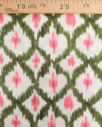 Viscose Ethnique Kaki et Rose  - Mercerine
