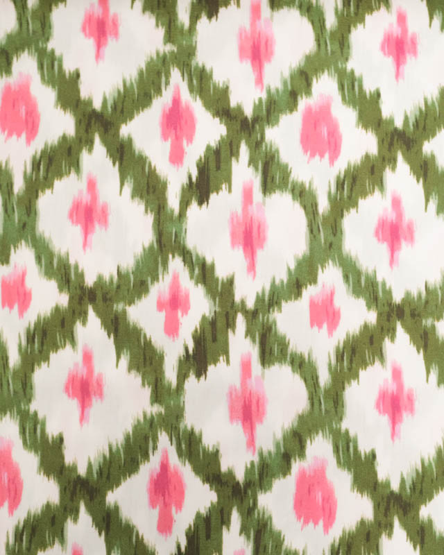 Viscose Ethnique Kaki et Rose  - Mercerine