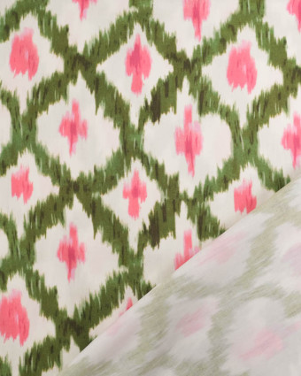 Viscose Ethnique Kaki et Rose  - Mercerine