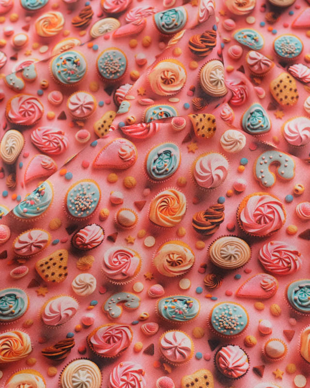 Coton Enduit Motif 3D CupCake - Mercerine